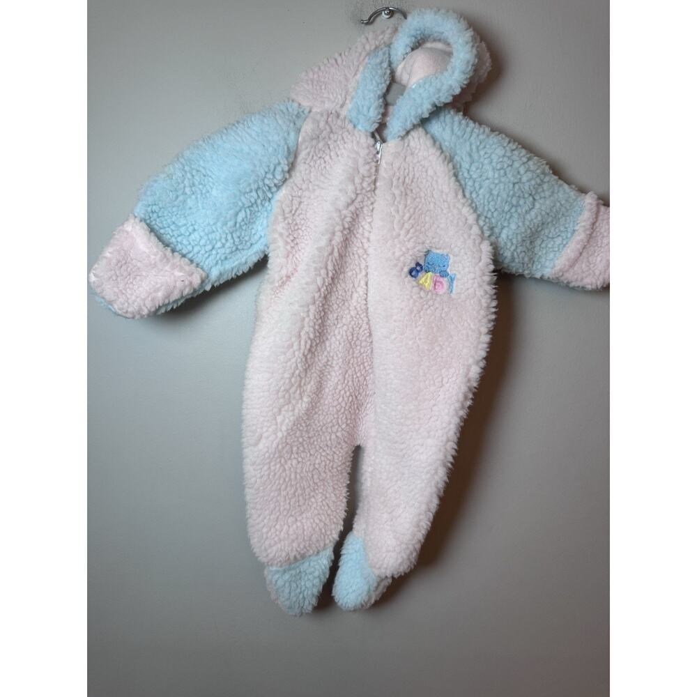 Vintage Cuddletime Infant Girls Bunting Sherpa Fleece Outerwear 0-3 mos USA Made